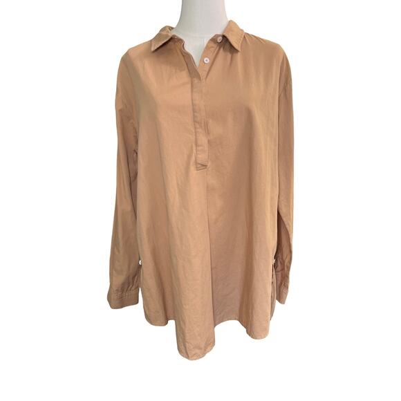 Anthropologie By Anthropologie Tan Cotton Tunic Shirt Blouse Women’s Large - Picture 6 of 8